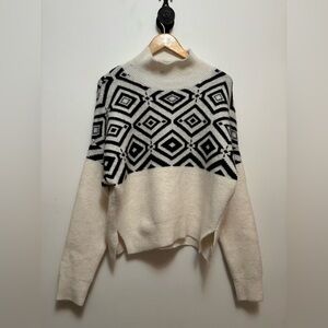 Buffalo David Bitton Black and Cream Turtleneck Sweater